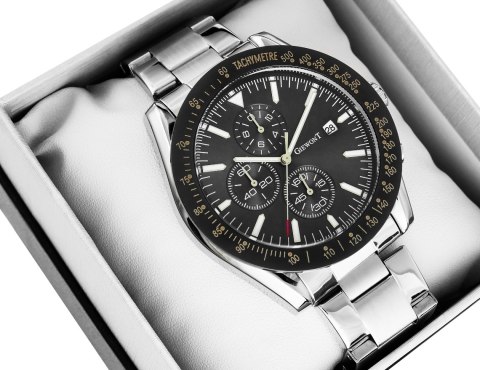 Zegarek Męski Giewont PrimeChrono GW8620-1 Chronograf Silver/Black