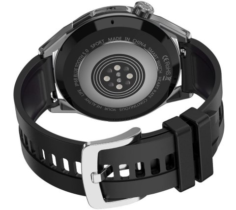 Smartwatch Rubicon RNCE88-1 Czarny- Czarny Pasek Silikonowy + Czarny Pasek Skórzany