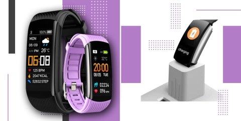 Smartband Giewont Fit&GO Duo GW200-8 - Black + Pasek Touch of Lavender