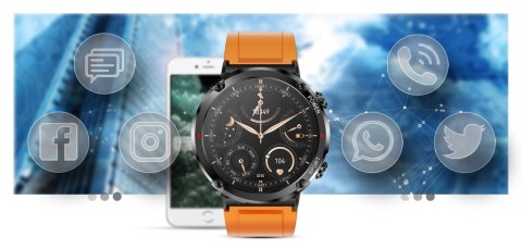 Smartwatch Gravity GT21-2 + Pomarańczowy Pasek Silikonowy