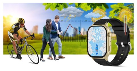 Smartwatch Gravity GT15-6 Czarny Pasek Silikonowy + Złota Bransoleta