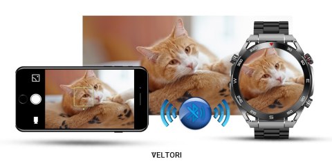 Smartwatch Veltori VT100-1 + Czarny Pasek Silikonowy + Czarny Eko Skóra